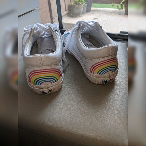 Vans Flour Shop Leather Rainbow Sneakers- Size 9 - Picture 2 of 6